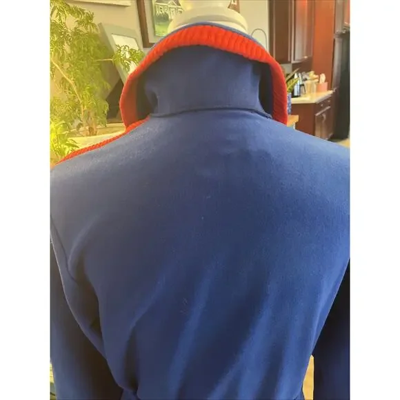 Vintage VASSARETTE Full Length Sz Sm Blue And Red Velour Robe Pockets With Belt - Picture 7 of 13